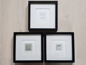 Niet of onleesbaar gesigneerd - 3 x Lijnets/Aquatint - Miniatuur kopen? Bied vanaf 1!