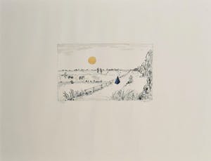 Pieter Holstein - Landschap met blauwe piramide kopen? Bied vanaf 60!