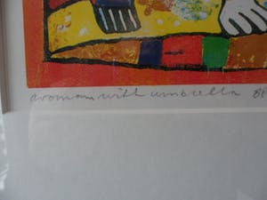 Clemens Briels - Zeefdruk, titel. 'Woman with Umbrella". kopen? Bied vanaf 75!