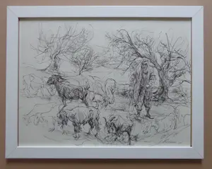 Piet Klaasse - LOT VAN 2 WERKEN / DIEREN / ZW-W OFFSET / 34x44cm / KADER kopen? Bied vanaf 1!