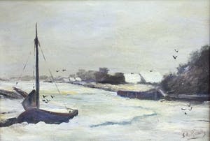 Niet of onleesbaar gesigneerd - C3831 - Winter aan het water kopen? Bied vanaf 10!