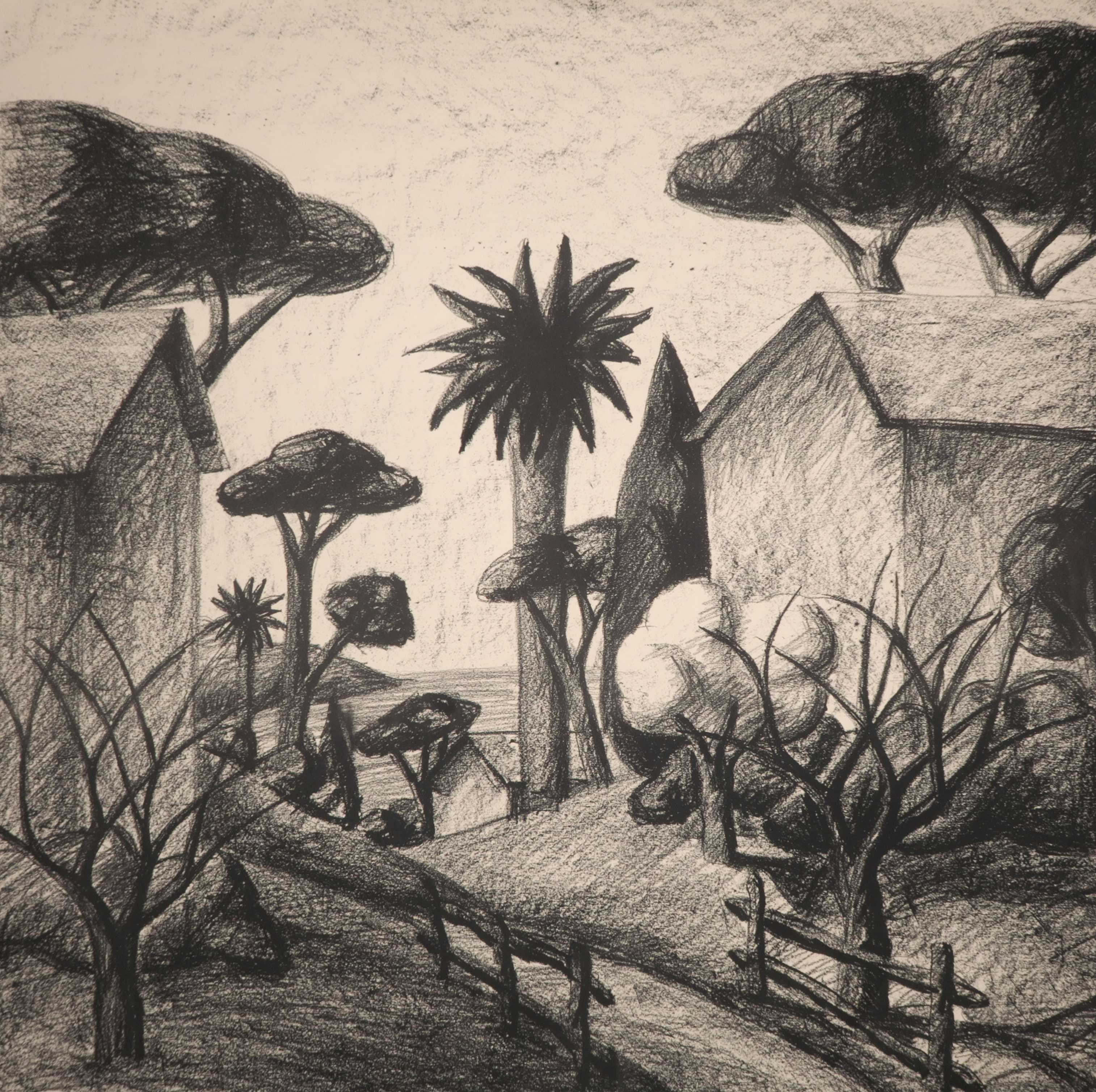 Niet of onleesbaar gesigneerd - Litho, Landschap verkocht voor € 1!