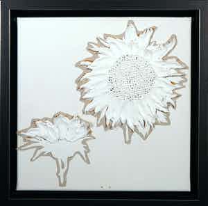 Arjan van Arendonk - Gemengde techniek op doek, Two Sunflowers II - Ingelijst verkocht voor € 1!