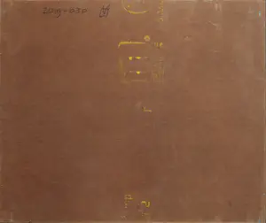 Hans Klaui - Acryl op paneel, Geometrische compositie in blauw en lichtroze - Ingelijst kopen? Bied vanaf 1!