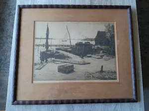 Willem Witsen - Ets "afgemeerde bootjes bij Hattem" potlood gesigneerd - orig. lijst kopen? Bied vanaf 50!