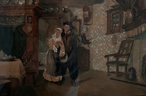 Niet of onleesbaar gesigneerd - antiek tempera schilderij kopen? Bied vanaf 1!