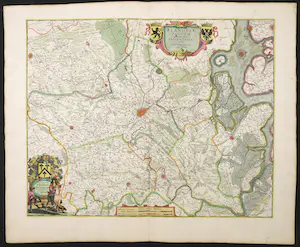 Johannes Janssonius van Waesberghe I - en Steven Swart - Handgekleurde kopergravure, Flandriae Partes duae kopen? Bied vanaf 50!