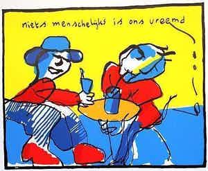 Herman Brood - Kleurenzeefdruk NIETS MENSCHELIJKS IS ONS VREEMD--GROOT!!! verkocht voor € 325!
