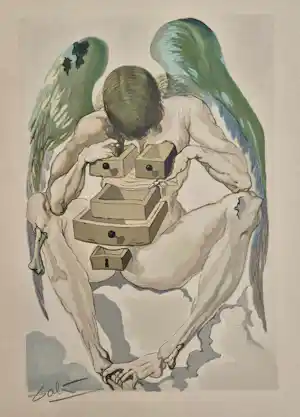 Salvador Dali - surrrealistische houtgravure handgrsigneerd verkocht voor € 225!