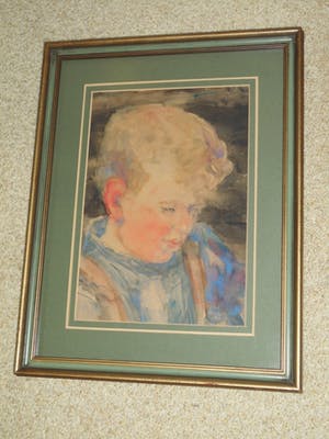 Cornelia Hioolen - Aquarel - Jongensportret kopen? Bied vanaf 50!