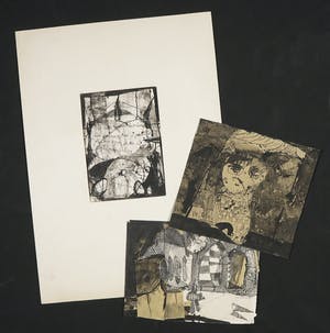 Simon Posthuma - Inkt en collage op papier, Lot van drie tekeningen kopen? Bied vanaf 35!