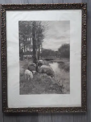 Willem Steelink (jr.) - Boer met schapen aan slootkant. kopen? Bied vanaf 49!