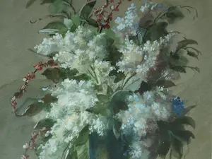 Niet of onleesbaar gesigneerd - Ingelijste aquarel , Bloemen in groene vaas – Herkent u de signatuur? kopen? Bied vanaf 1!