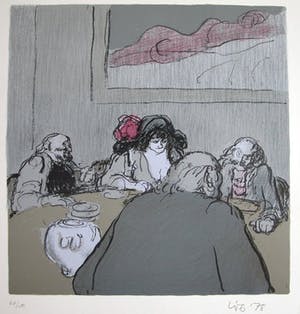 Kurt Lob - Litho, Aan de Arti-tafel. kopen? Bied vanaf 50!