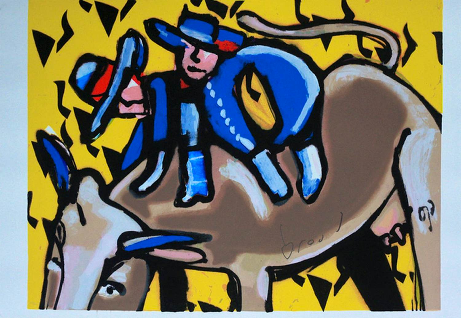 Herman Brood - Kleurenzeefdruk BULLS RIDE Handgesigneerd--GROOT!!!! kopen? Bied vanaf 525!