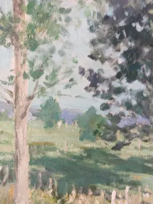 Anneke Boot - Zonnig heidelandschap met bomen kopen? Bied vanaf 180!