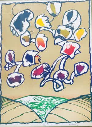 Pierre Alechinsky - sans titre maar met lijst! verkocht voor € 685!