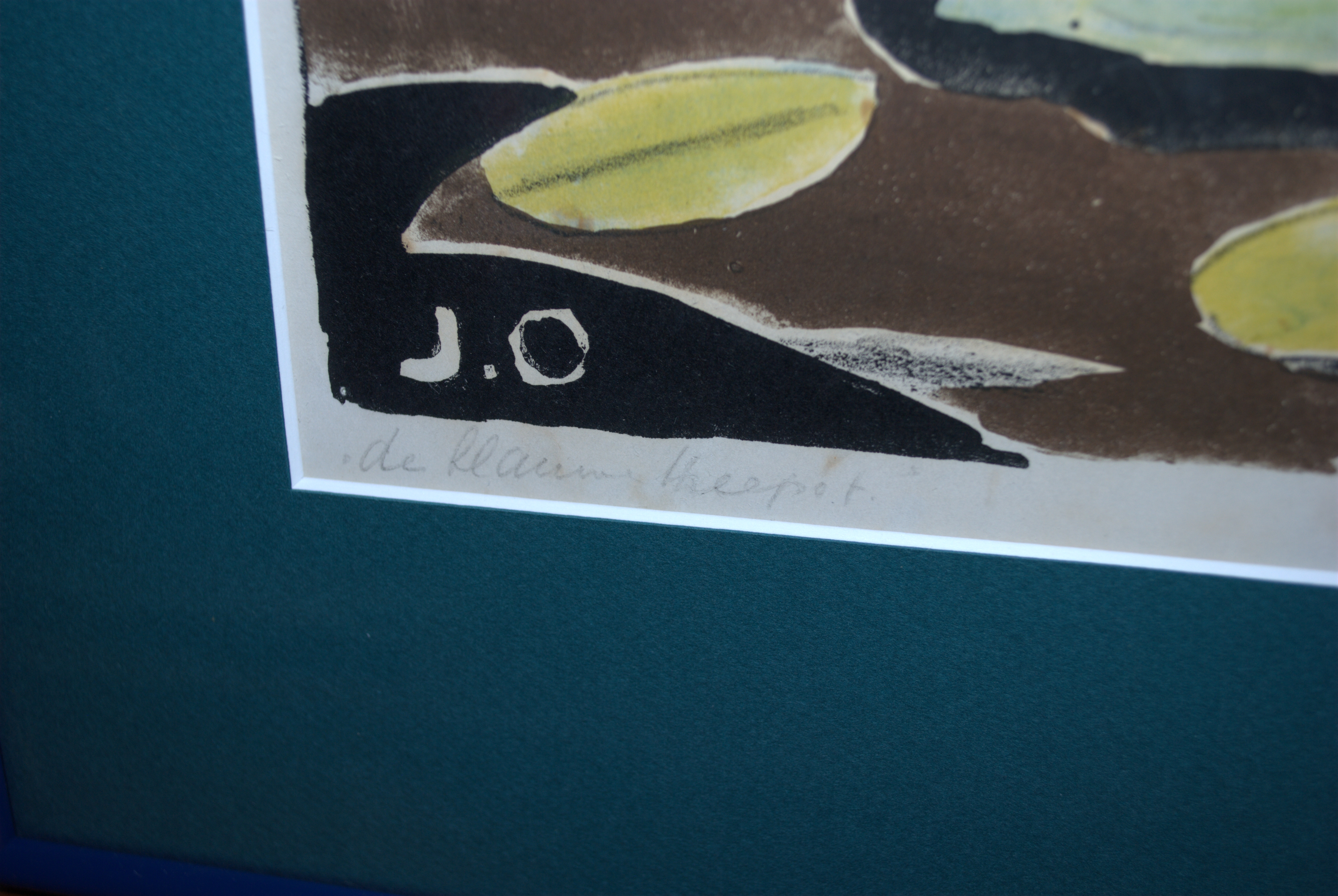 Jeanne Bieruma Oosting - de blauwe theepot - linosnede kopen? Bied vanaf 50!