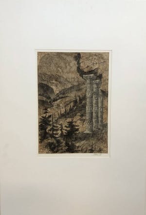 Ed Merk - Bewerkte collage van oude gravures - Marmer kopen? Bied vanaf 1!