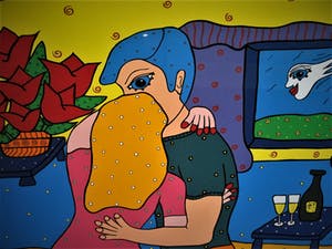 Franz Bodner - GROTE gelimiteerde oplage Zeefdruk "Happy Couple" gsigneerd - Prachtig ingelijst kopen? Bied vanaf 10!