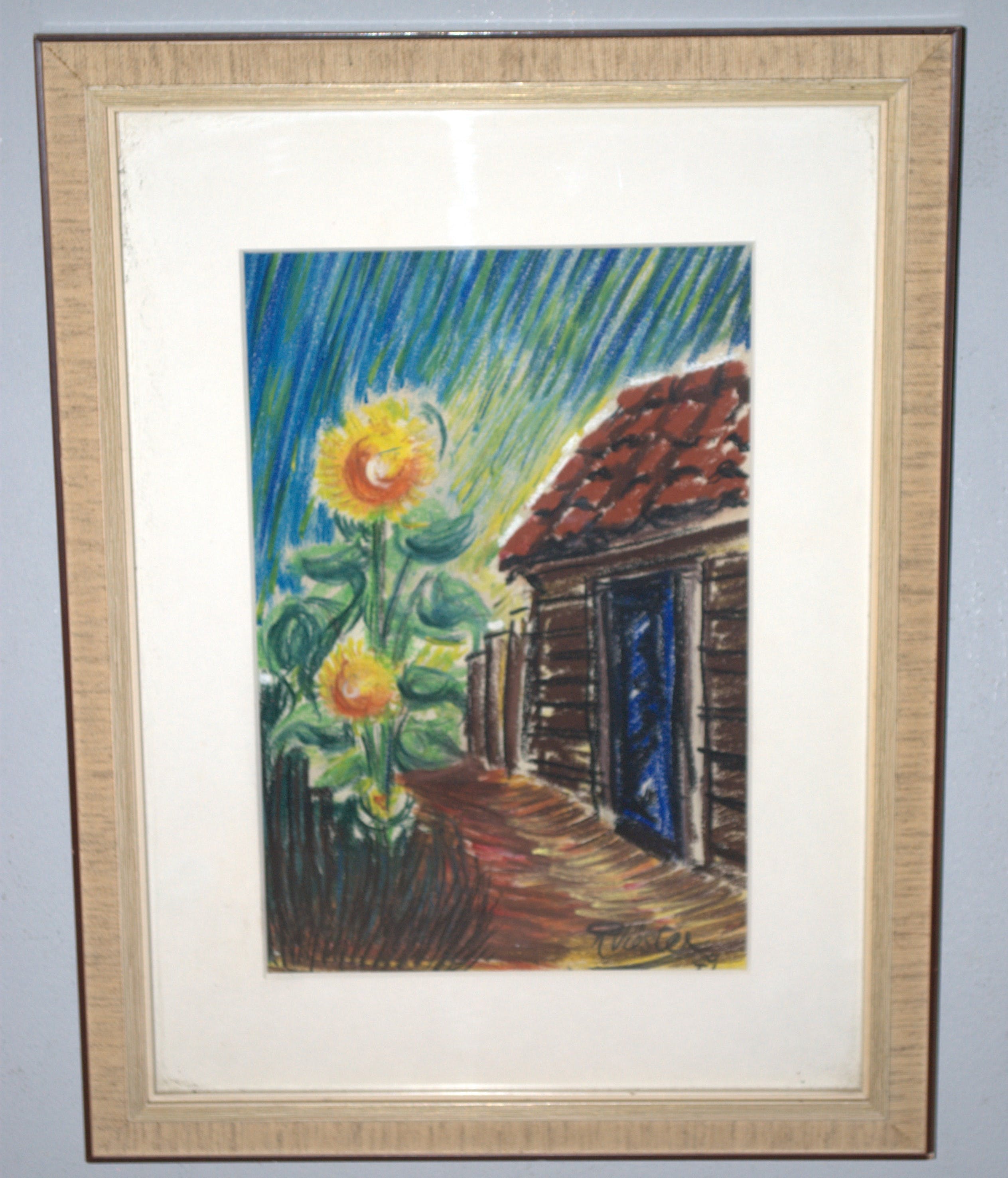 Jos Viester - zonnebloemen bij een schuur 1949 -Jos Viëster, Bergense School kopen? Bied vanaf 30!