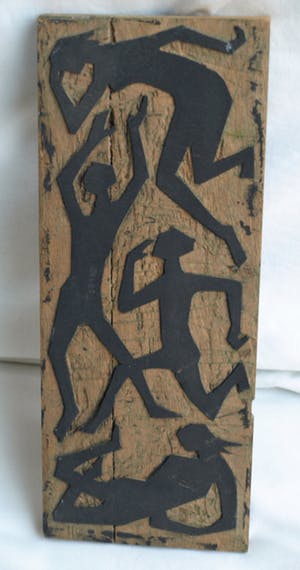 Klaas Pijlman - Houtreliëf / stempel , “Figuren” – ca 1975 kopen? Bied vanaf 1!