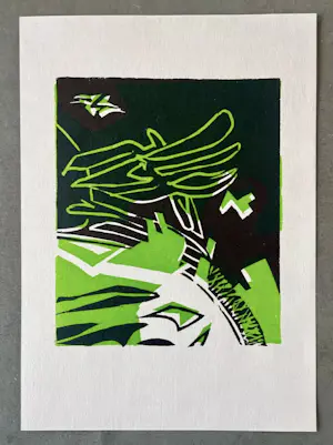 Hannah Höch - "Die Nacht kommt" / "Der Tag beginnt". 2 farbige Original-Linolschnitte kopen? Bied vanaf 100!