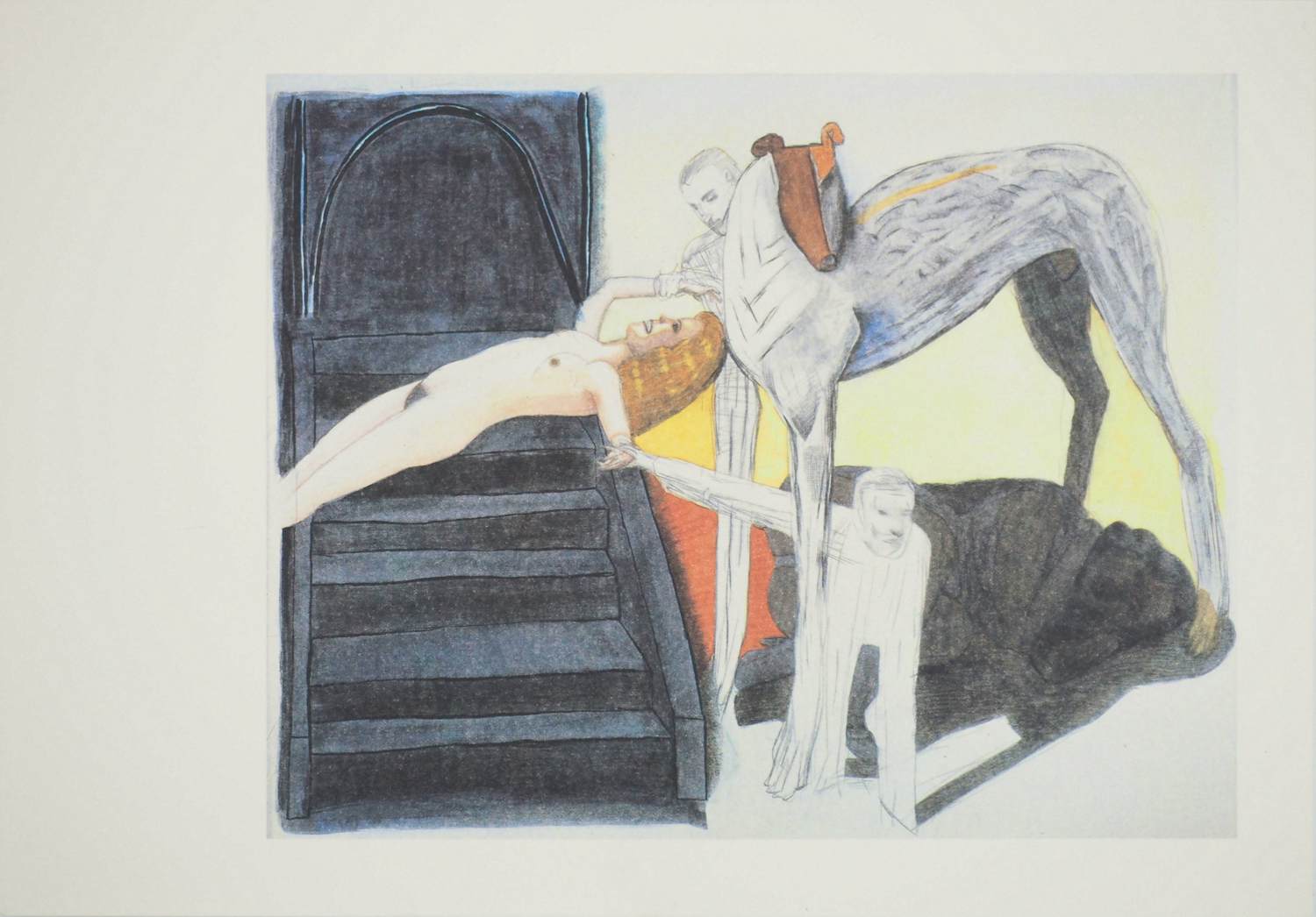 Pat Andrea - De kathedraal en surrealistische figuren, heliogravure verkocht voor € 50!