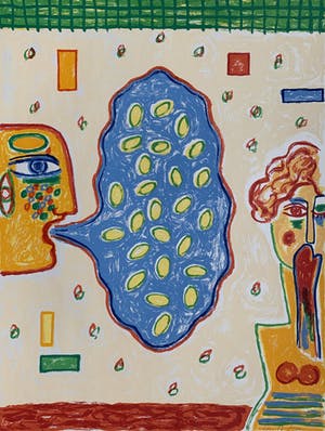 Keimpe Kootstra - Kleurenzeefdruk | 'Het gesprek van de dag III' - 1999 kopen? Bied vanaf 45!