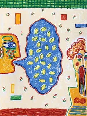 Keimpe Kootstra - Kleurenzeefdruk | 'Het gesprek van de dag III' - 1999 verkocht voor € 45!