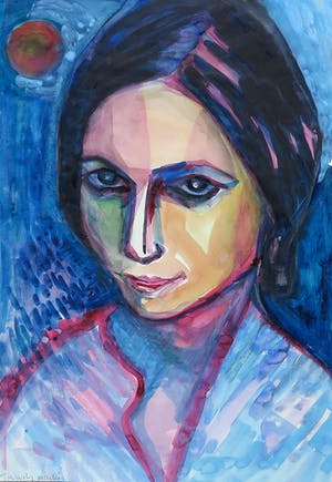 Joe Wols - Aquarel op papier, Portret Marlies kopen? Bied vanaf 1!