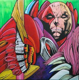 Jan Bollaert - Acryl op doek, Red Chief verkocht voor € 50!