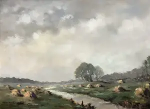 Nicolaas Charles van Vulpen - Landschap met hooioppers kopen? Bied vanaf 125!