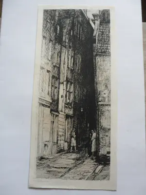 AcheterAlbert Neuhuys - Langwerpige Ets uit 1935 "Prostituees aan de Schiedamschedijk Rotterdam" gesign.? Enchérissez de 25!