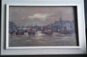 Ronald Terpstra - Havengezicht Amsterdams IJ met St Nicolaaskerk kopen? Bied vanaf 30!