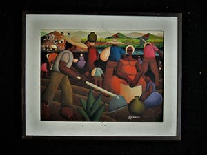 Niet of onleesbaar gesigneerd - Brazilie Naïeve Kunst "Boeren op het land bij de Iguaçu rivier" gesigneerd kopen? Bied vanaf 10!