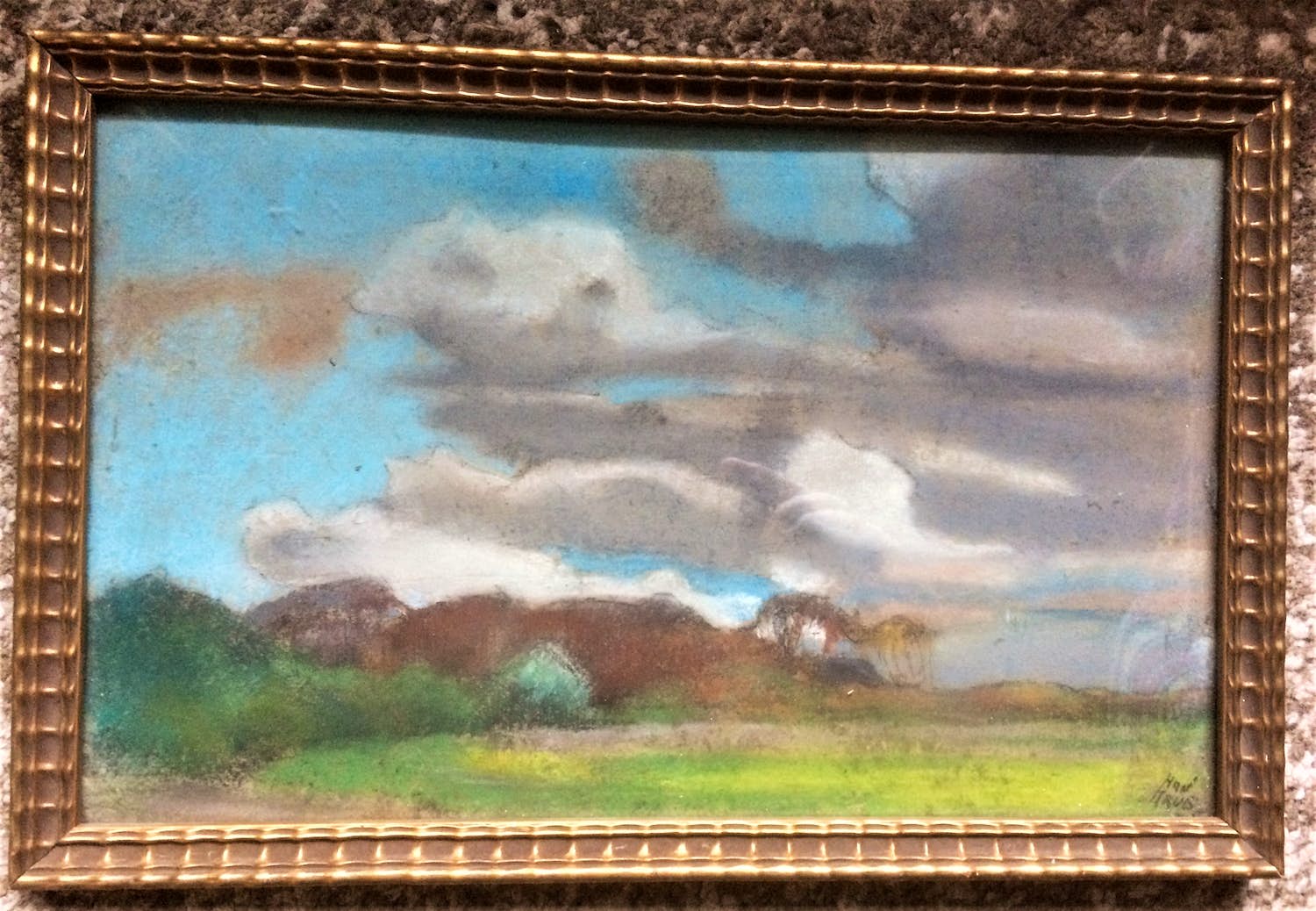 Han Krug - Krijttekening Den Haag 1925 in Amsterdamse School lijst verkocht voor € 40!