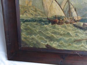 Niet of onleesbaar gesigneerd - Olieverf op doek , “Zeegezicht” – ingelijst , 69 x 89 cm kopen? Bied vanaf 10!