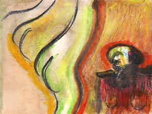 Luis Filcer - Aquarel en krijttekening, Vrouw XIII verkocht voor € 1!