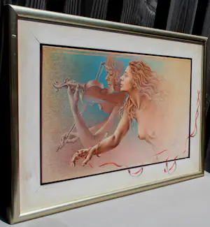 Poen de Wijs - Ingelijste olieverf op paneel: 'Inpromptu in rood' kopen? Bied vanaf 1250!