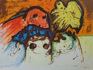 Mogens Balle - COBRA-ABSTRACTIE / KLEURLITHO / 56x76cm / SIG kopen? Bied vanaf 140!