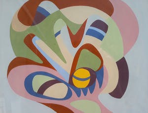 Niet of onleesbaar gesigneerd - Abstracte compositie, gouache (netjes ingelijst) kopen? Bied vanaf 1!
