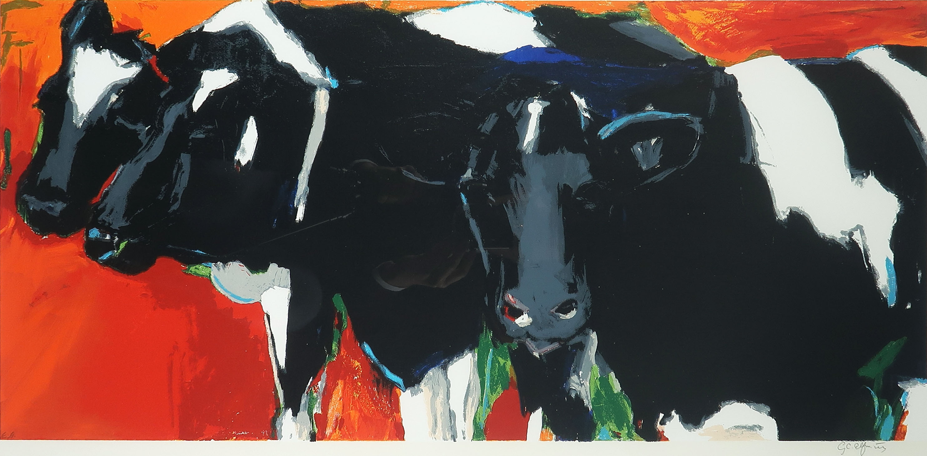 Gerda Elfring - Zeefdruk, Drie Koeien - Ingelijst (Groot) kopen? Bied vanaf 59!