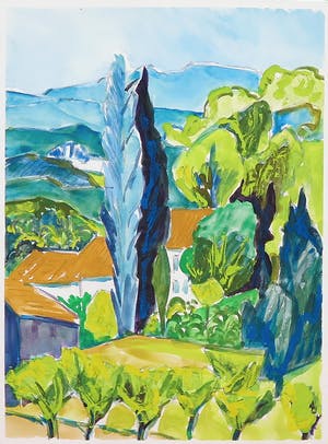 Joe Wols - Lot van vier aquareltekeningen, Landschappen kopen? Bied vanaf 1!