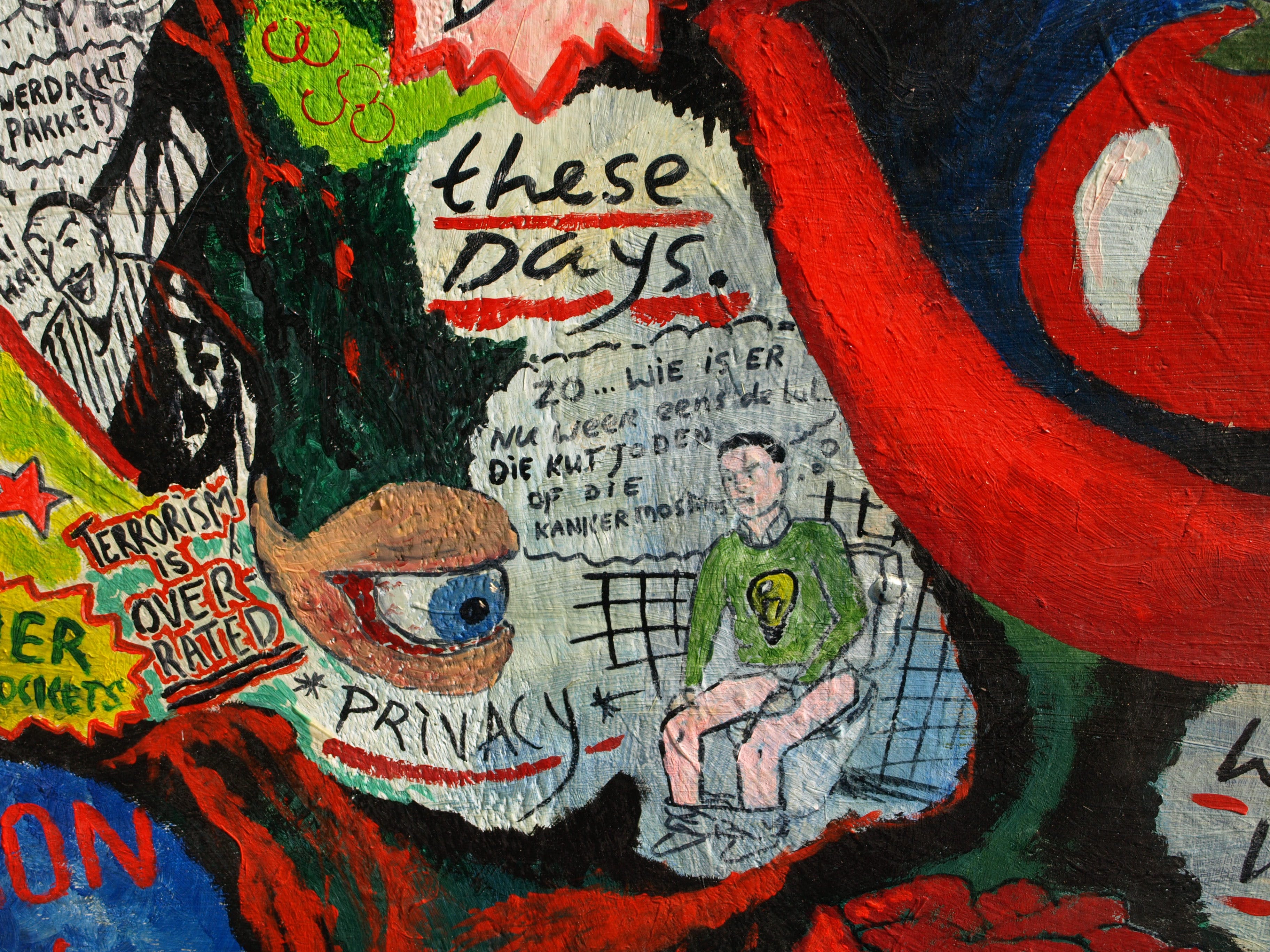 Niet of onleesbaar gesigneerd - Acrylverf op doek , Politics, it’s all a bunch of Bla Bla – 130 x 130 cm - 2006 kopen? Bied vanaf 1!