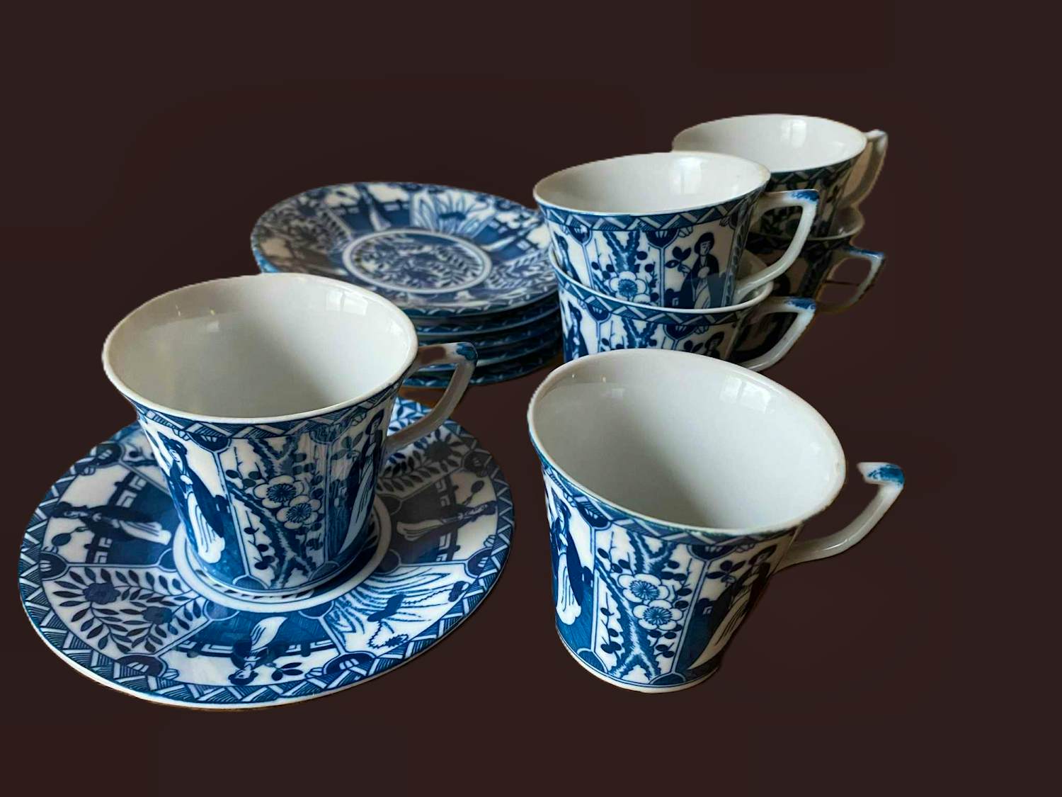 N.V. Porselein- en Tegelfabriek Mosa - Lange Lijs théeset (6) kopen? Bied vanaf 75!