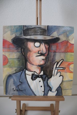 Hugo Scheiber - Man met hoed en sigaret kopen? Bied vanaf 450!