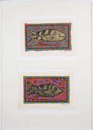 Eric Toebosch - Zeefdruk, Visjes 2 Luik - Ingelijst kopen? Bied vanaf 1!