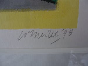 Corneille - Zeefdruk, Complicité entre la femme et l'oiseau - Ingelijst kopen? Bied vanaf 175!