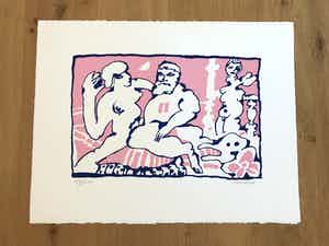 Lucebert - 'Die Olympiker' - zeefdruk uit 1971 - in perfecte staat ! verkocht voor € 250!